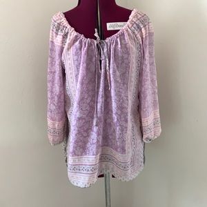 Velvet by Graham Spencer cotton/silk Peasant Top